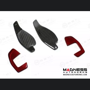 Audi RS3 Steering Wheel Paddle Shifters - Carbon Fiber w/ Red Candy Accent